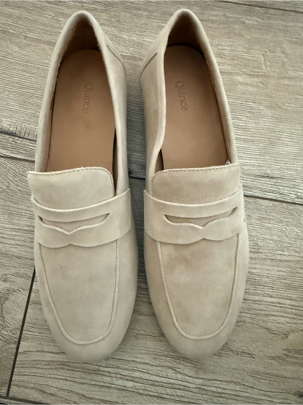 Quince Suede Penny Loafers in Light Beige